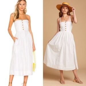 Free People Smocked Back with Pockets Lilah Pleated Tube Midi Dress Size L